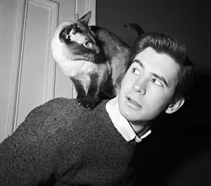 Siamese Cat on Anthony Perkins Shoulder