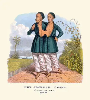 The Siamese Twins, Chang and Eng, age 18