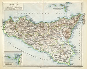 Mediterranean Collection: Sicily map 1895