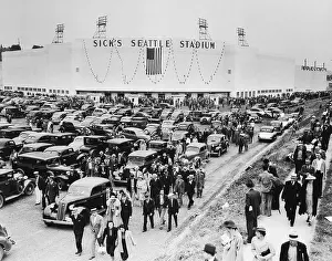 Seattle Prints: Sick's Seattle Stadium - Fans Leave Inaugural Game