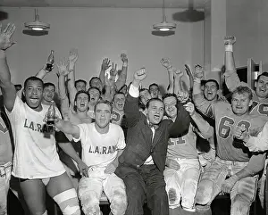 Sid Gillman and Rams Yelling and Holding Arms in the Air