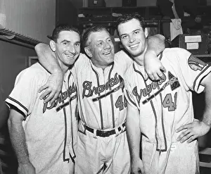 Arm Around Shoulder Prints: Sid Gordon, Charley Grimm, and Eddie Mathews