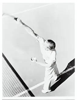 Bryan M Prints: Sidney B. Wood Jr. Swinging During Tennis Match