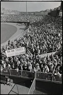 Bleachers Prints: Sign In Crowd Urging Yanks To Win Series