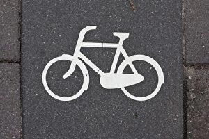 Dutch Gallery: Sign for a cycle path, Amsterdam, Holland, Netherlands, Europe