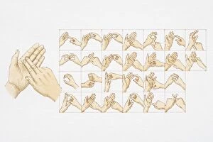 Images Dated 19th April 2006: Sign language hand positions for all letters of the alphabet, front view