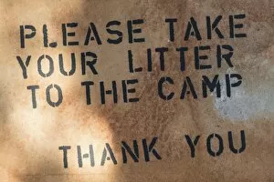 Images Dated 2nd September 2012: Sign Please take your litter to the camp in the parking lot at the dunes, Sossusvlei