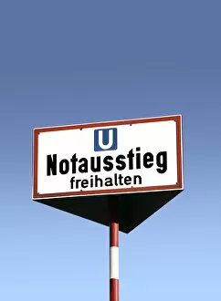 Sign, Notausstieg freihalten, German for emergency exit, keep clear, for an emergency exit of an underground subway