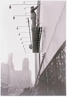 Scaffolding Prints: Sign Painter on Scaffold