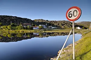 Traffic Sign Prints: Sign, speed limit 60 km h, northern Norway, Scandinavia, Europe