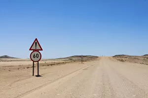 Images Dated 7th September 2012: Sign, speed limit on a dirt road, Namibia