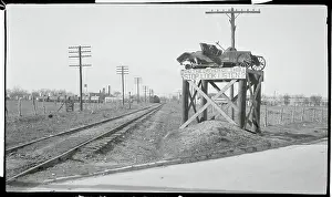 Sign Warning Motorists at Train Crossing
