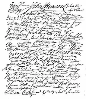 Images Dated 11th February 2015: Signatures to the American Declaration of Independence