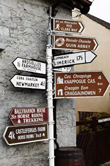 Text Collection: Signpost in Quin, County Clare, Ireland, Europe