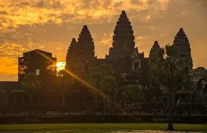 Early Prints: The silhouette of Angkor Wat before sunrise in Siem Reap province of Cambodia