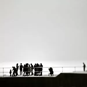 Golden Gate Suspension Bridge Collection: Silhouette of group of people