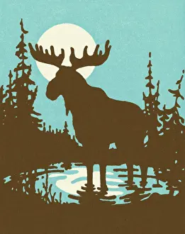 Antler Prints: Silhouette of a Moose