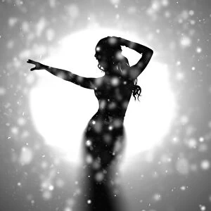 Images Dated 19th February 2017: Silhouette of sexy woman dancing