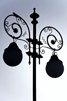 Images Dated 10th August 2011: Silhouette of a street lamp, Plaza San Antonio, Cadiz, Andalusia, Spain