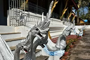 Images Dated 9th December 2015: Silver gilding nagas buddhist temple Laos