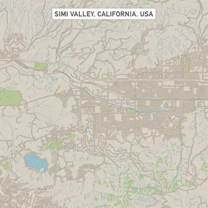 California Prints: Simi Valley California US City Street Map