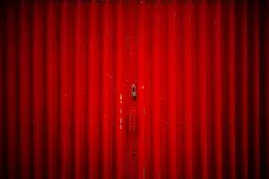 Images Dated 23rd January 2013: The simple red door in Rua da felicidade, Macau