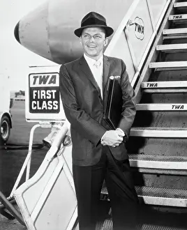 Gangway Prints: Singer Frank Sinatra Boarding TWA Jet