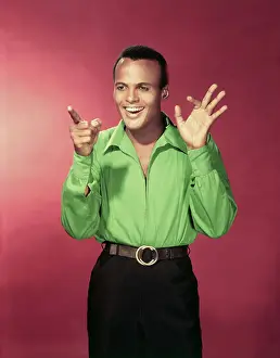 Red Background Prints: Singer Harry Belafonte