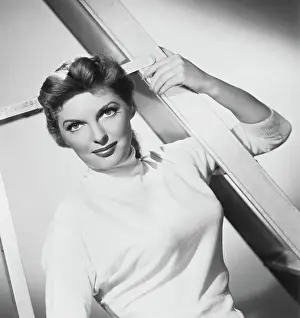 Singer Julie London Posing with Prop