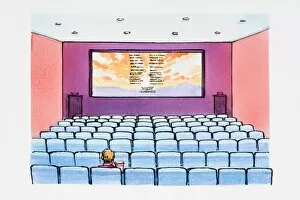 Images Dated 30th January 2008: Single person in cinema watching credits