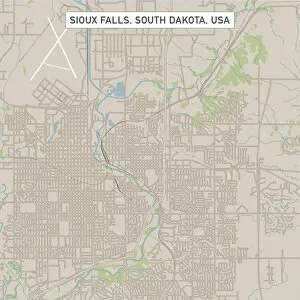 Images Dated 14th July 2018: Sioux Falls South Dakota US City Street Map