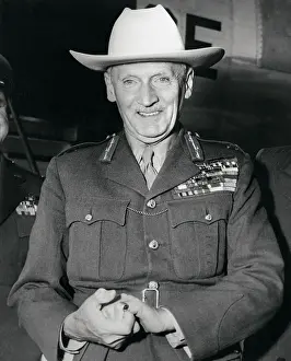 Sir Bernard Law Montgomery Wearing Cowboy Hat