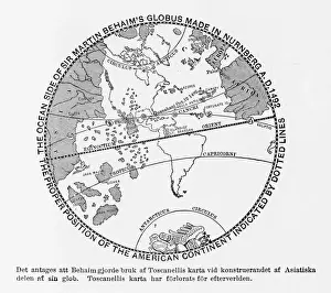 Sir Martin Behaimas Globe of the American Continent Engraving, 1492