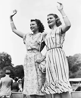 Sisters Waving to Their Brother