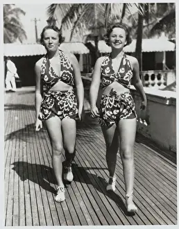 Repetition Prints: Sisters Wearing Matching Swimsuits