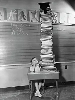 Anderson Prints: Six-Year-Old Peggy Wolverton Staring at School Books