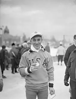 Gold Medal Prints: Skater Irving Jaffee with Olympic Medal