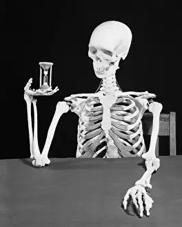 Skull Prints: Skeleton Holding Hourglass