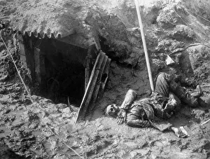 Skeleton in Trench During World War I