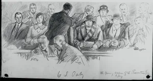 Flemington Prints: Sketch of Bruno R. Hauptmann Trial