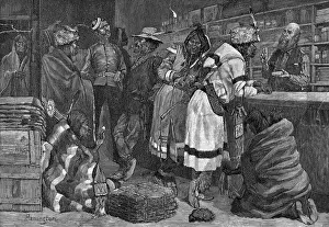 Hudson Prints: Sketch in a Hudson Bay Company Trading Store by Frederick Remington