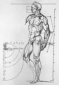 Italian Prints: Sketch of human proportion by Michelangelo Buonarroti