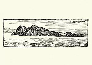 Images Dated 10th August 2018: Sketch of Island of Dokos, Greece, 19th Century