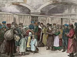 Oppression Prints: Sketch of Jews Being Ordered from Their Homeland in Russia by B. Baruch