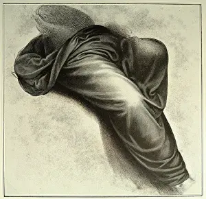 Sketch by Leonardo da Vinci, renaissance art, Study of the drapery of the Virgin in the Saint Anne