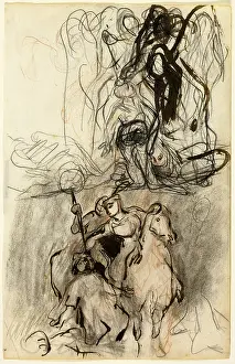 Art Gallery Prints: Two Sketches; Armed Riders And Figure On The Ground