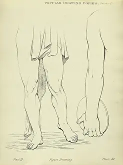 Sketching human leg and arm, Victorian art figure drawing copies 19th Century