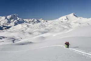 Leisure Sport Prints: Ski mountaineers during the ascent of Mt Seekofel in the Fanes-Sennes-Prags Nature Park of the Dolomites