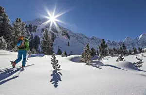 Leisure Sport Prints: Ski tour walker to the Karlesspitze, Stubai Alps, Kuhtai, Tyrol, Austria