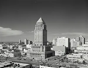 Urban Prints: Skyline from El Commodore Hotel showing Dade County Courthouse in Miami Florida